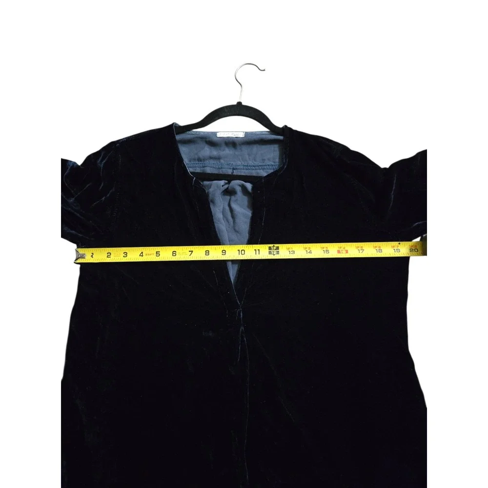 Free People X CP Shades Jacey Blue Velvet Part Silk Tunic Dress‎ Pockets Size S